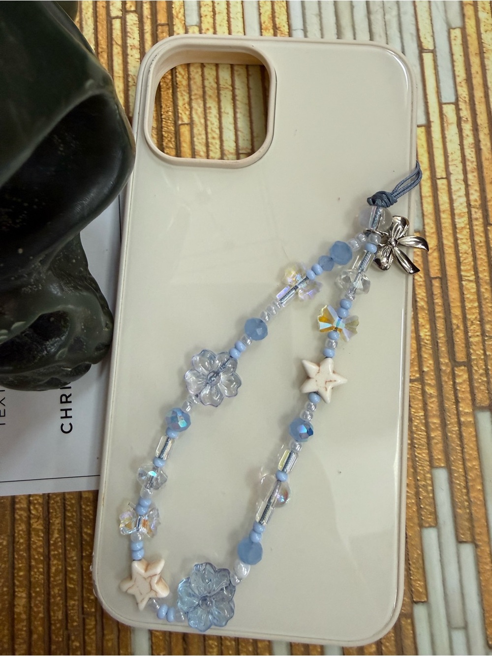 Blue Beaded Summery Phone Chain